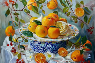 design an food, oil painting