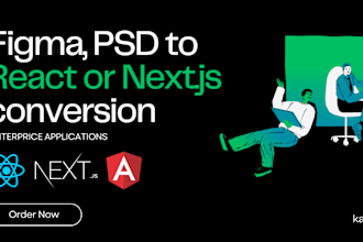 convert figma or psd to react js, next js or angular responsive website