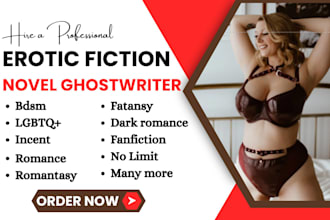 write hot romance fiction novel, fantasy, nsfw fanfic, lgbtq, bdsm erotic story