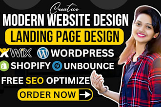 create website using wordpress, wix, shopify, unbounce or landing page design