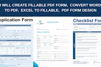 create fillable pdf form, convert word, excel to fillable PDF form design