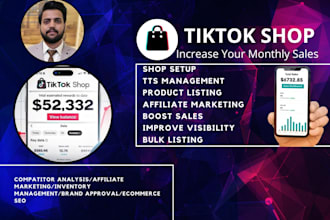be your tiktok shop va for setup, product listing , tiktok shop management