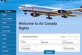 develop flight booking, aviation website, hotel booking, hotel reservation