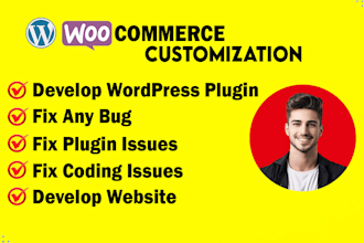 develop woocommerce custom plugin, fix bugs in wordpress woocommerce website