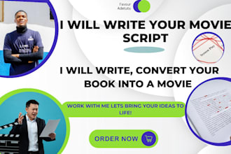 write your movie script, convert your book into screenplay