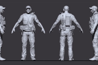 do 3d character model, 3d sculpting of  3d model for 3d printing using zbrush