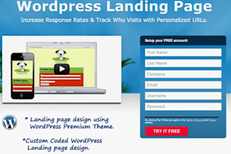 create wordpress landing page design, squeeze page, sales page, or sales funnel