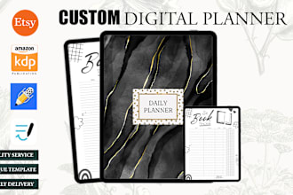 design responsive hyperlinked planner, setup etsy shop, digital products planner