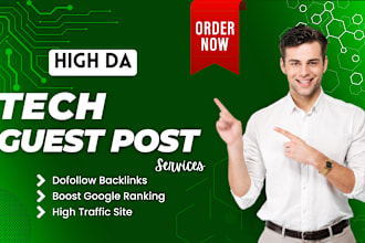 provide high da organic SEO backlinks on tech guest blog post
