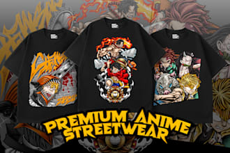 create anime tshirt design for streetwear clothing brand