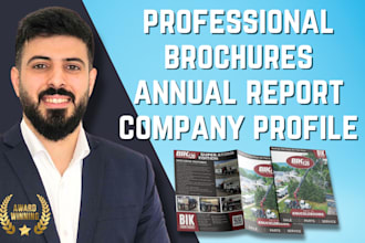 design a pro trifold brochure, business flyer, annual report, or company profile