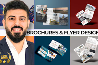 design a pro trifold brochure, business flyer, annual report, or company profile