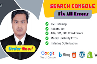 fix technical SEO and gsc errors, google index, xml sitemap and robots txt