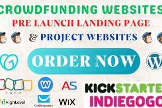 do kickstarter indiegogo landing page design, build project crowdfunding website
