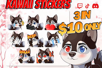 design custom tiktok stickers with animation in cute anime style for streamers