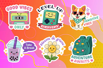 create cute hand drawn sticker designs for your brand