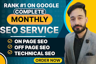 provide complete monthly SEO service with onpage and off page for google ranking