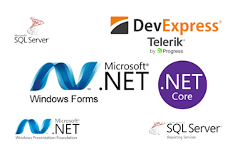 develop desktop app using c sharp dotnet core winforms with devexpress, telerik