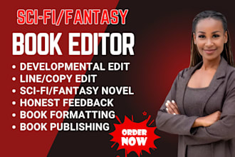 book editor, developmental line copy edit for science fiction fantasy novel
