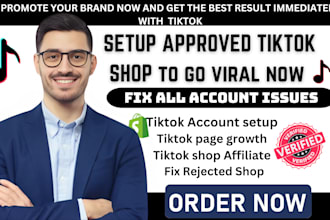 fix or setup tiktok shop,tiktok dropshipping,tiktok marketing,tiktok ads manager