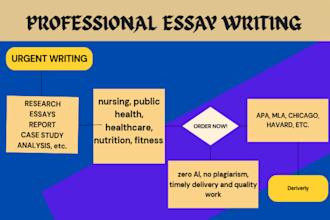 write nursing, public health, healthcare, nutrition, and fitness essys