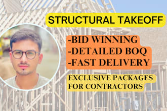 do structural takeoff for concrete masonry metal and wood framing