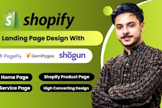 design a shopify landing page using pagefly and gempages
