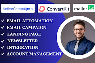 setup activecampaign, mailerlite convertkit email automation landing page design