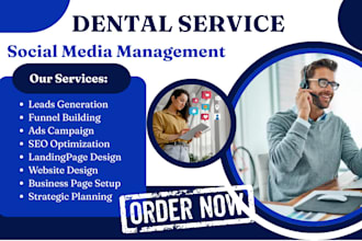 be your social media marketing manager for dental clinic dentists and healthcare
