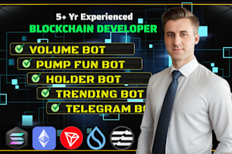 build trading volume bot, pump fun bot and telegram game bot on evm and solana