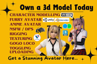 custom 3d vrchat avatar model anime character nsfw vrc anime vr avatar