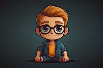 draw a vector 2d character, cartoon character