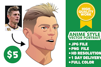 make anime style vector portrait from your photo