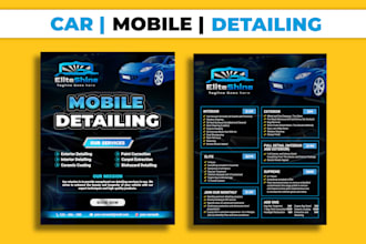 auto mobile detailing car wash rental flyer pricelist menu leaflet poster design
