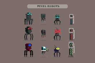 design pixel art vehicles, mechs and robots