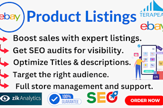 ebay SEO optimize product listings, ebay lister, ebay account increase sales