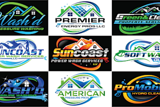 do pressure power washing window cleaning and lawn care logo