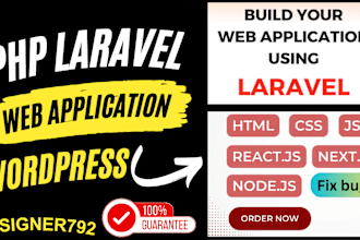 fix and develop custom php, ract, wordpress website and laravel web application