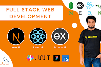 build full stack web application using next js, react js with jwt, mern stack