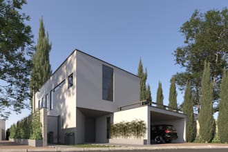 design modern luxury villa with 3d rendering and floor plans