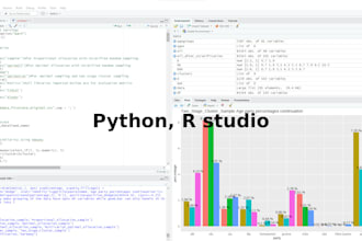 do statistical, data analytics projects in r studio, python, excel