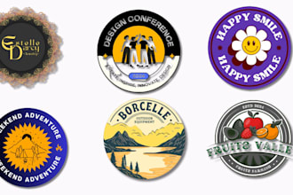 design clean badge, patch, round sticker ,label, logo design