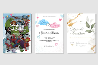 design birthday, wedding and party invitation cards
