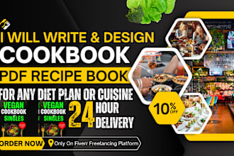 write and design cookbook, recipe book, kdp ebook, cookbook design, canva ebook