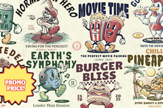 create unique vintage cartoon or mascot illustration