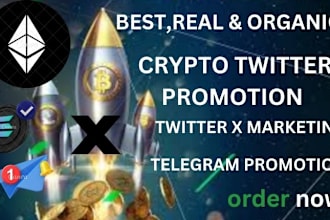 do twitter marketing, memecoin, telegram promotion to get 50m crypto subscriber