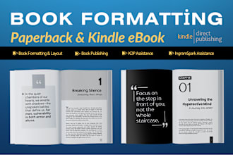 book ebook formattng, kindle KDP publishing, convert pdf, word, indesign to epub