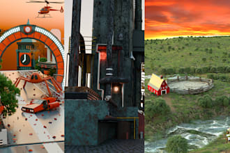 create 3d  fantasy, scifi, realistic environments using blender