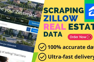 do perfect zillow scraping for real estate within 24 hours