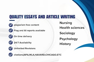 do psychology,nursing,history,sociology,business,health essays and assignments